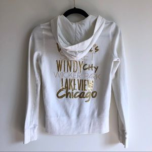 Victoria's Secret White Chicago Zip Up Hoodie | XS